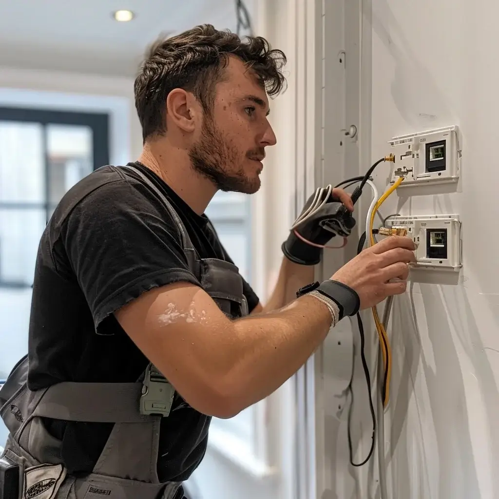 12 Der Elektriker installiert die Steckdosen